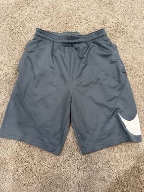 Nike Men's Charcoal Athletic Shorts with White Swoosh